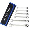 MichaelPro MP001139 - Set di chiavi combinate ad anello con cricchetto reversibile, metrica, 6 pezzi, 8,10,12,13,17,19 mm