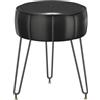 YMYNY Sgabello Rotondo, Stile Ottomano Zucca, Sgabello Cambio Scarpe Con Gambe In Metallo Regolabile 360 ° Superficie In Pelle Cerata Sedia Per Camera Da Letto, Soggiorno 32 x 32 x 44CM Nero HBD036B