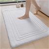 DEXI Tappeto Bagno Assorbente 60 x 110 cm, Soffice e Morbido, Lavabile in Lavatrice, Tappetino Antiscivolo Per Doccia, Lavandino, Camera da Letto, Bianco