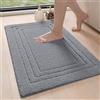 DEXI Tappeto Bagno Assorbente 60 x 90 cm, Soffice e Morbido, Lavabile in Lavatrice, Tappetino Antiscivolo Per Doccia, Lavandino, Camera da Letto, Grigio scuro
