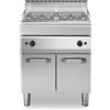 Griglia a gas in acciaio inox, 2 zone di cottura, su base con porta 70x70x85 cm