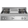 Tuttapiastra a gas + 4 fuochi a gas, versione Top 110x70x30 cm