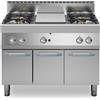 Tuttapiastra a gas + 4 fuochi a gas su base armadiata con 3 porte 110x70x85 cm
