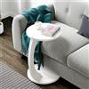 [en.casa] Tavolino da Divano (AxØ) 56 x 38 cm Tavolino Basso a Forma di C - Consolle con 4 Rotelle e Piano Rotondo - Bianco