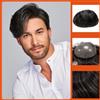 Zakya Capelli umani Toupet da uomo, 100% capelli veri, per uomo, sistema di ricambio per capelli, dimensioni base 20 x 25 cm (Off Nero 1B#+20% Capelli Grigi)