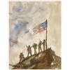 Artery8 American Flag Soldiers Iwo Jima WWII Watercolour Man Cave Large Wall Art Poster Print Thick Paper 18X24 Inch