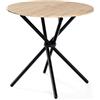 39F FURNITURE DREAM Tavolo da Pranzo Design Moderno Effetto Legno Gambe Rotonde Incrociate Rovere, 80 x 80 x 75 cm, ingegnerizzato Metallo, Marrone, 80x80x75cm