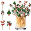 Bekeify 200 Pezzi Stuzzicadenti da Cocktail Natale 12 CM Lunghi Bastoncini da Cocktail 5 Stili Spiedini in Legno di bambù Stecchini per Aperitivo Panini Feste Dessert Cocktail per Decorazioni