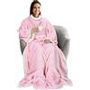 Catalonia Classy Coperta indossabile con maniche e piedi, coperta TV reversibile calda coperta in micropile sherpa con tasca, regalo per adulti donne uomini