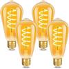 ILEEDear Lampadina LED vintage E27, in vetro ambrato, lampadine led e27 luce calda, 4 W (equivalente a 32 W), 2200 K, in confezione da 4, Non Dimmerabile
