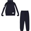 Champion Legacy Retro Sport (220412) - Soft Compact Powerblend Fleece Hooded Tuta sportiva, Multicolore Grigio Melange/Blu Marino (NOXM/NNY/WHT), S Uomo FW24