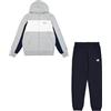 Champion Legacy Retro Sport (220412) - Soft Compact Powerblend Fleece Hooded Tuta sportiva, Multicolore Grigio Melange/Blu Marino (NOXM/NNY/WHT), S Uomo FW24
