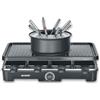 SEVERIN Raclette Grill e Fonduta 2in1, 1400W, 8 Padelline, 8 Spatole e 8 Forchette, Piastra Ceramica, Temperatura Regolabile, Cavo Lungo 195 cm, 42,0 x 28,0 x 12,0 cm, Nero - RG 2347
