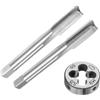 QUARKZMAN Set di 3pz Maschi e Filiera Metrici a Mano, M9 x 0.75 Maschi con Filettatura Conica/Tappo e Filiere Rotondo, Kit di Attrezzi Filettatura a Mano per Riparazione Filetti