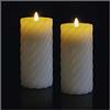 EMOS Candele a LED resistenti con effetto fiamma, 2 pezzi, funzione timer, per interni, luce bianca calda, funzionamento a batteria (2 batterie AAA non incluse), cera d'api