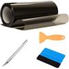 AzulLanse Pellicola per fari auto,Pellicola Oscurante Fari Auto,300cm*30cm,Vinile Car Headlight Tint Sticker,Pellicola Wrapping,Posteriore Antinebbia,Pellicola Adesiva,2 raschietti,1 coltello trinciante-Nero