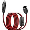 RIIEYOCA 12V 24V Accendisigari Spina Maschio a Presa Cavo di Alimentazione, 16 AWG Pesante 15A Accendisigari Auto Maschio a Femmina Presa Cavo di Prolunga con Interruttore On Off (2m / 6,6ft)