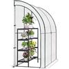 WOLTU Serra da Giardino, Serra per Orto con 2 Porte Avvolgibili, Copertura per Piante con Telo PE a Rete 140 g/m2 e Telaio Metallico, Serra a Parete da Esterno Bianco, 200x100x210cm