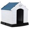 COSTWAY Cuccia per Cani da Esterno Impermeabile, Canile Villa per Cani in PP Resina, Bianco/Blu (69 x 64 x 71 cm)