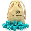 Waldfelsen 6, 12, 20, 30 o 50 dadi di alta qualità, dimensioni standard 16 mm, dadi acrilici, dadi da gioco, 6 lati, set di accessori da gioco con sacchetto di stoffa (turchese, 12 pezzi)