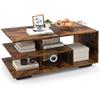 LIFEZEAL Tavolino da Salotto, Tavolino Basso da Divano, Tavolino da Caffè a 3 Ripiani, Legno, con 5 Scomparti, Contenitore, per Soggiorno, Indusriale, Montaggio Semplice, 90x50x42cm, Max 85kg, Marrone