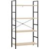 WOLTU Libreria a 4 Livelli, Scaffale in Piedi con Struttura in Metallo, per Soggiorno, Camera da Letto, Cucina, Ufficio, Studio, Rovere Chiaro + Nero