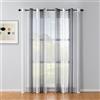 BYSURE Tende a righe, in voile, moderne, set da 2, 140 x 245 cm, grigio scuro