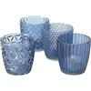 Boltze 1020523 Portacandele Decorativo in Vetro per Candele/Lumini, Forma Rotonda, Blu, Diametro 8cm