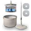 Tower T869009MSH Duo Compact Spin Mop, turbina integrata, 2 contenitori interni, latte e grigio