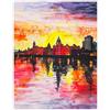 Artery8 Vibrant Liverpool City Waterfront Sunset Painting Living Room Large Wall Art Poster Print Thick Paper 18X24 Inch