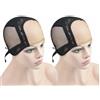 YTBYT 2 pezzi 4X4 Cappellino per parrucca in pizzo svizzero con cinghie regolabili sul retro Retine per capelli Glueless Cappuccio a rete in pizzo per fare parrucche （Nero L）