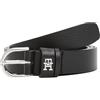 Tommy Hilfiger Donna Cintura Essential Effortless 2,5 cm Cintura in Pelle, Nero (Black), 100 cm