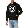 Marvel FAMHS954- (Medium) Felpa con Cappuccio Avengers Stencil da Uomo, Nero (Black Blk), M Men's
