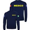 WIXSOO Felpa Medico Girocollo Uomo con Bandiera Italia e Stella della Vita Manica (IT, Testo, XXL, Regular, Regular, Blu Navy)