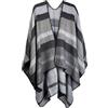 styleBREAKER Poncho con Motivo a Righe, Mantella, Poncho Reversibile, Donna 08010009, Colore:Nero-Grigio