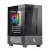 Noua Fobia L201 Case PC Micro-ATX, Design Mesh, Mini Tower Gaming Doppia Camera, Ventola ARGB 120mm, Pannello Frontale e Laterale Vetro Senza Cornice, Nero