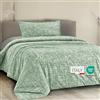 Dorian Home - Set Copripiumino Matrimoniale 250x210 con Sacco in 100% Puro Cotone + 2 Federe Cuscino Letto 50x80 con Patella di 18 cm (Canva Verde, Una Piazza e Mezza - 200x210 cm)