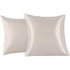 FARFALLAROSSA Set di 2 Federe in Raso 65 x 65 cm Beige, Federa Cuscino Letto Morbida e Setosa al Tatto, Chiusura a Busta, Antiacaro e Ipoallergico, Protezione Capelli e Pelle & Antirughe
