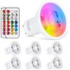 ChangM LED Lampadine Faretto GU10 RGB 6W Colorate Cambia Dimmerabile Faretti LED con telecomando, 12 Colori + Bianco Caldo 2700K, 540LM, AC85-265V, per plafoniera, plafoniera da incasso 6 Pezzi
