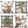 joyoldelf Cuscini Natalizi per Divano - 45x45 cm 4 Pack Copricuscini Natale Decorazioni, Copri Decori Natalizi per la Casa, Centrotavola Cuscino d'Arredo Natalizio Cotone Biancheria Pupazzo di Neve