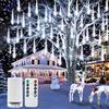 CCILAND Catena luminosa a forma di pioggia di meteori, 30 cm, 192 LED (bianco freddo)