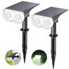 Linkind StarRay Luci Solari Esterno Giardino Bianca Fredda, 16 LED Faretti Solari Decorative, 6500K 650LM Lampade Solari da Giardino Impermeabile IP67 per Cortile Prato Piscina, 2 Pezzi