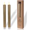 comforder Candele LED con Fiamma Tremolante in Vera Cera (Set da 2), Candele a Pile con Timer, Candele a Batteria (Oro)