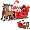 Spielwerk® Calendario dell' Avvento Riutilizzabile in Legno Babbo Natale con Slitta Decorazione Natalizia da Riempire