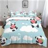 XCQHZYQ Set Copripiumino Letto Matrimoniale 200x200 cm Panda Gigante Del Fumetto Con La Fragola 1 x Copripiumino e 2 x Federe 50x75 cm Biancheria da Letto Cotone Poliestere per Ragazzi e Ragazze