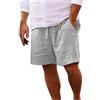 generic Bermuda da uomo in lino, pantaloncini estivi in cotone, pantaloni corti con elastico, leggeri, estivi, con tasche, pantaloni corti, casual, classici, in vita elasticizzata, pantaloni da spiaggia,