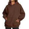 pdodo Felpa con cappuccio oversize da donna, maglione invernale Y2K, in pile termico con cappuccio, oversize, con stampa posteriore, a maniche lunghe, con tasche, Marrone 3#, M