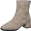 generisch Stivaletti da donna classici in pelle scamosciata, a punta bassa, con fibbia, a mezza altezza, da donna, beige., 38