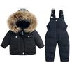OBiQuzz Tuta da neve tinta unita per bambini in inverno per ragazze e ragazzi, salopette e giacca con cappuccio con cerniera, Nero , 4-5 Anni