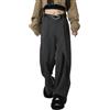 Hecatombic Pantaloni A Gamba Larga A Vita Alta da Donna Casual Street Fashion Y2K Casual Semplice Cento Asimmetrico Splicing Bottone Blazer Dritto Sciolto Pantaloni (Grigio,XL)